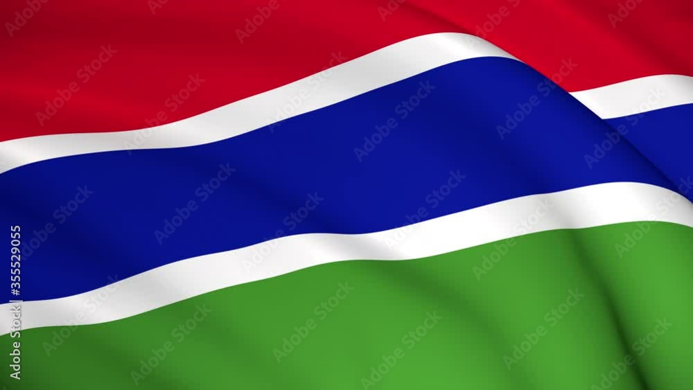 The Gambia National Flag - 4K seamless loop animation of the Gambian flag. Highly detailed realistic 3D rendering The Gambia National Flag - 4K seamless loop animation of the Gambian flag. Highly detailed realistic 3D rendering