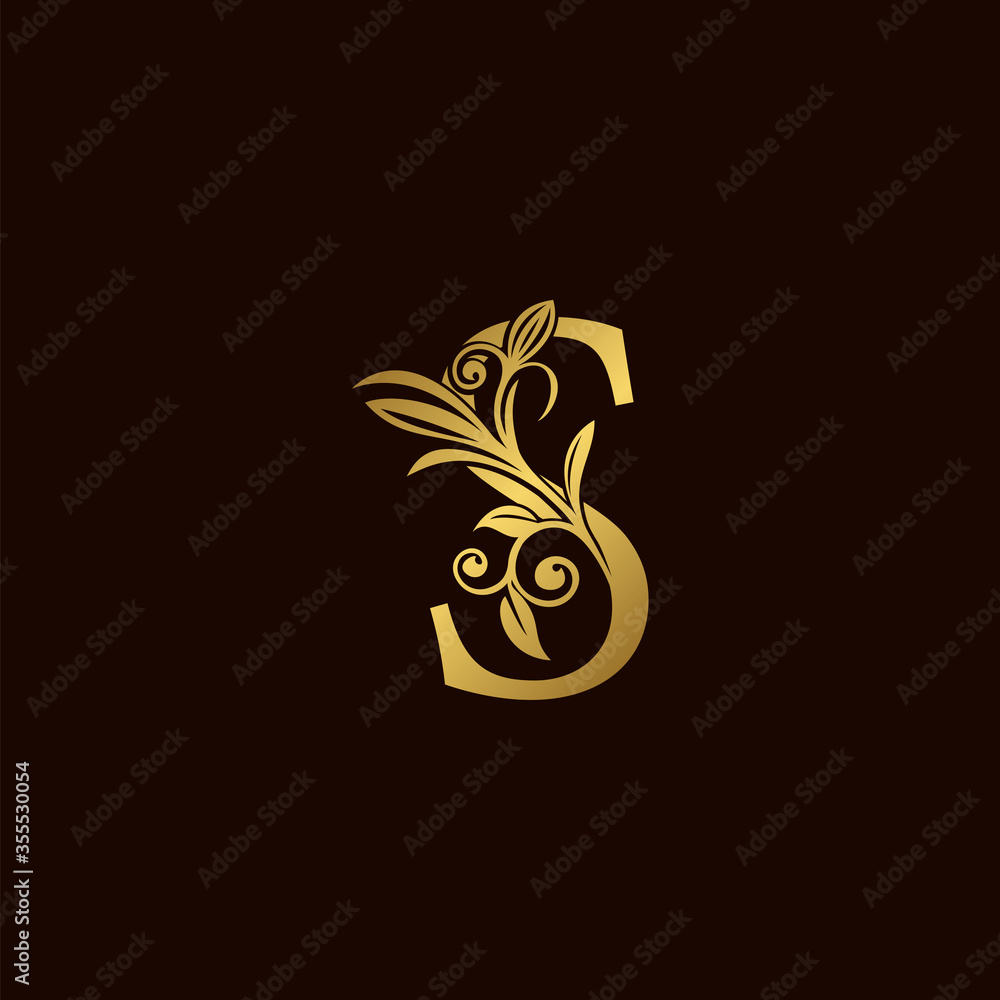 Gold Nature Leaf S Luxury Letter Logo Concept. Elegant floral ...