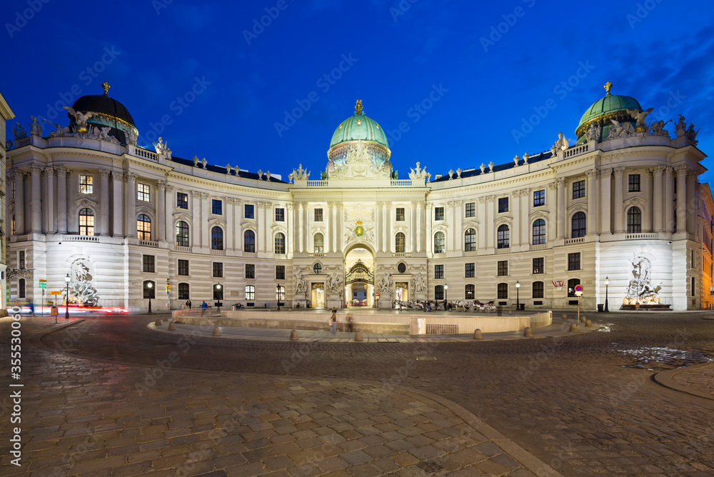 The Hofburg at Michaelerplatz, Vienna, Austria At Night