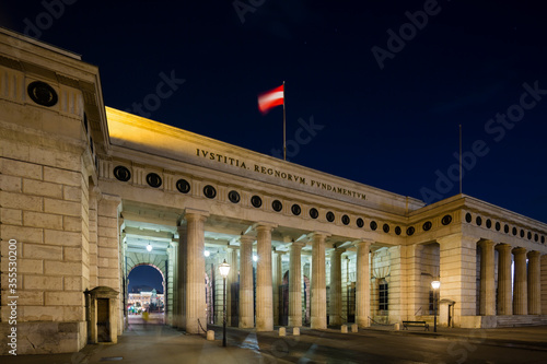 Outer Castle Gate (Heldentor) In Vienna, Austria at night