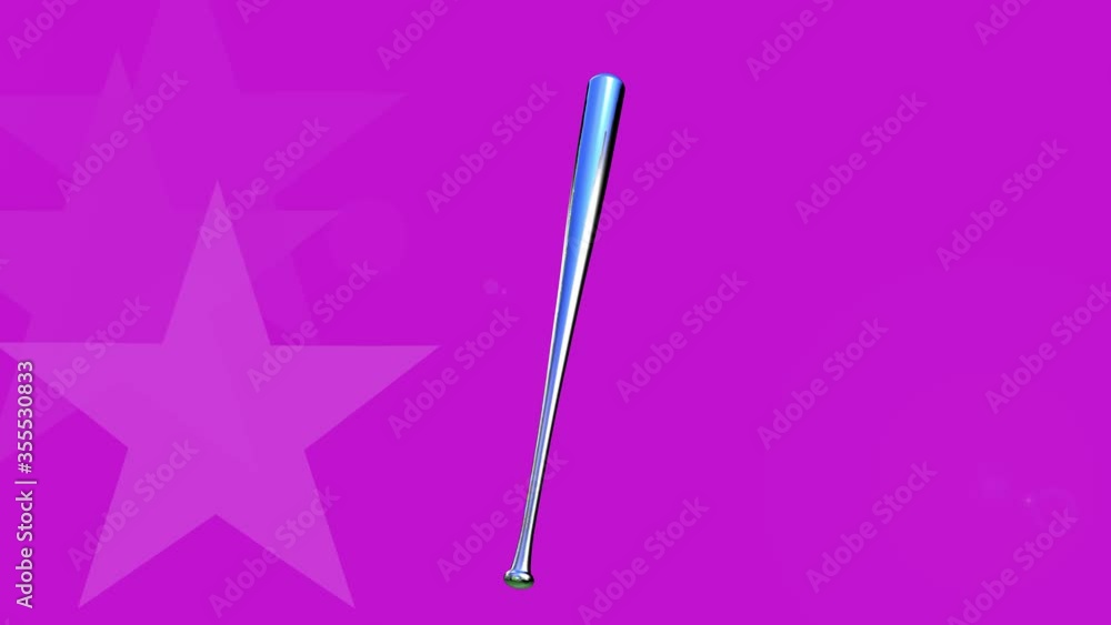 Pink background with a baseball bat and animated stars Pink background with a baseball bat and animated stars