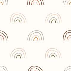 Canvas schilderij Regenboog patronen Minimalistisch regenboogpatroon in aardetinten  © Limolida Studio