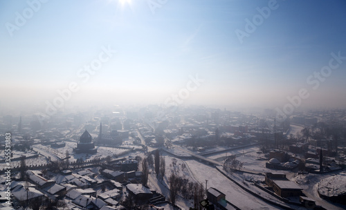 View of Kars, foggy day, Turkey