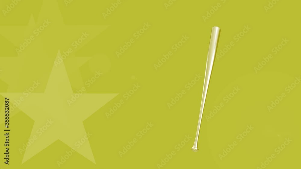 Yellow background with a baseball bat and animated stars Yellow background with a baseball bat and animated stars