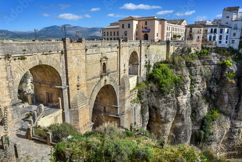 View of the new stone bridge in Ronda  Spain