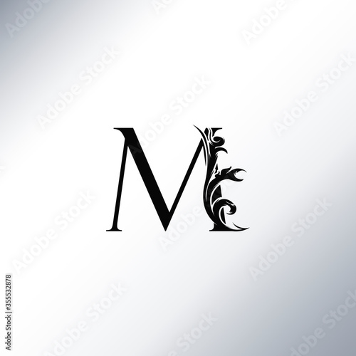 Art Deco Luxury M Letter logo, floral monogram and beautiful alphabet font. Art Deco in vintage style