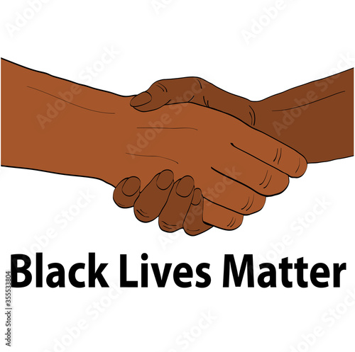 Black man hands with black lives matter words on white, stock vector illustration