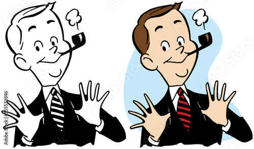 A cartoon of a proud, boastful man. 