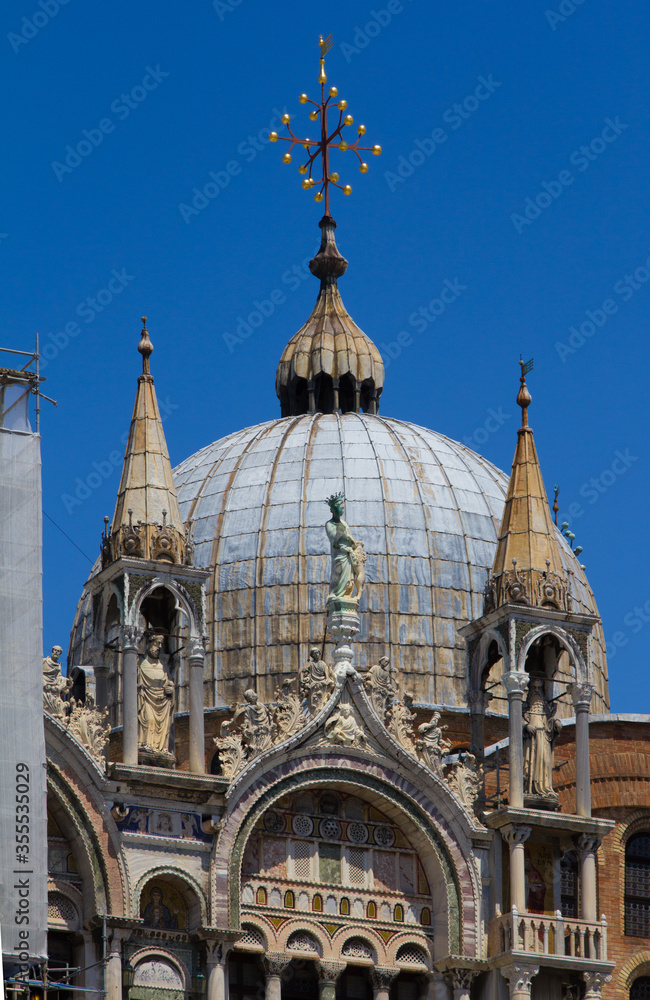 three spires and a dome on Saint Mark's Cathedral