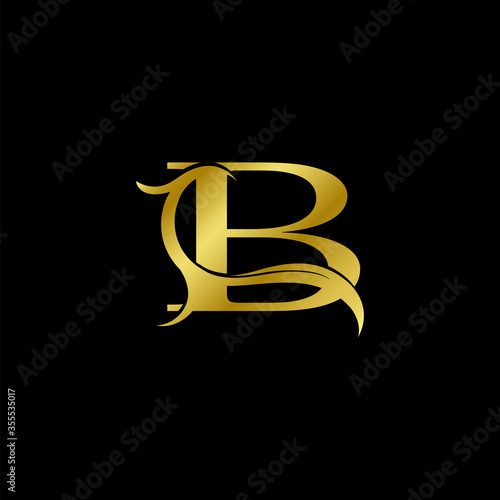 Minimalist Golden B Letter Logo, Luxury Alphabet Vector Design Style.