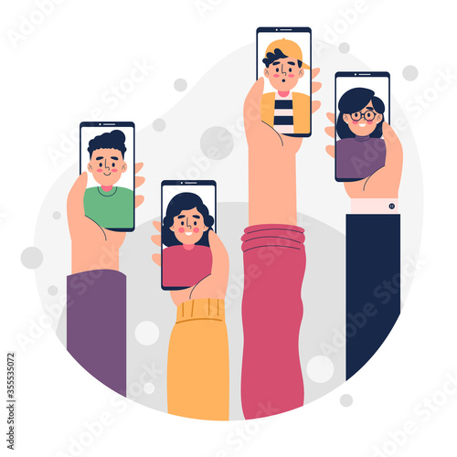 Friends video calling concept vector illustration