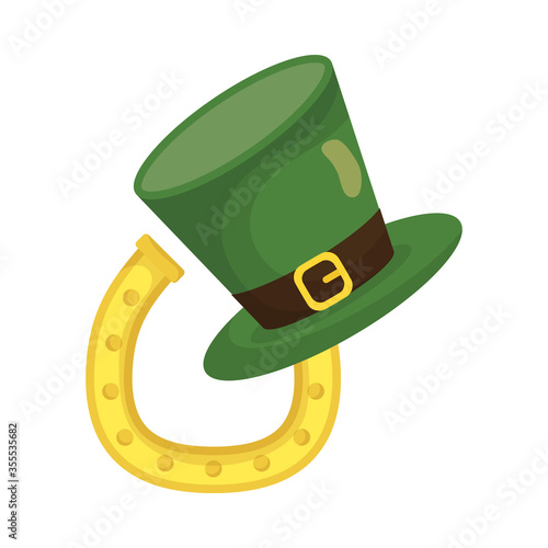 Saint patricks day horseshoe with hat vector design