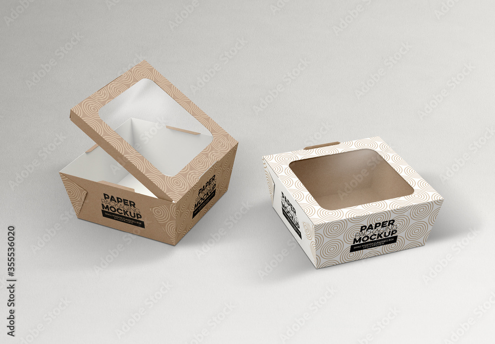 Small Tapered Box with Window Box Mockup Stock Template Adobe Stock