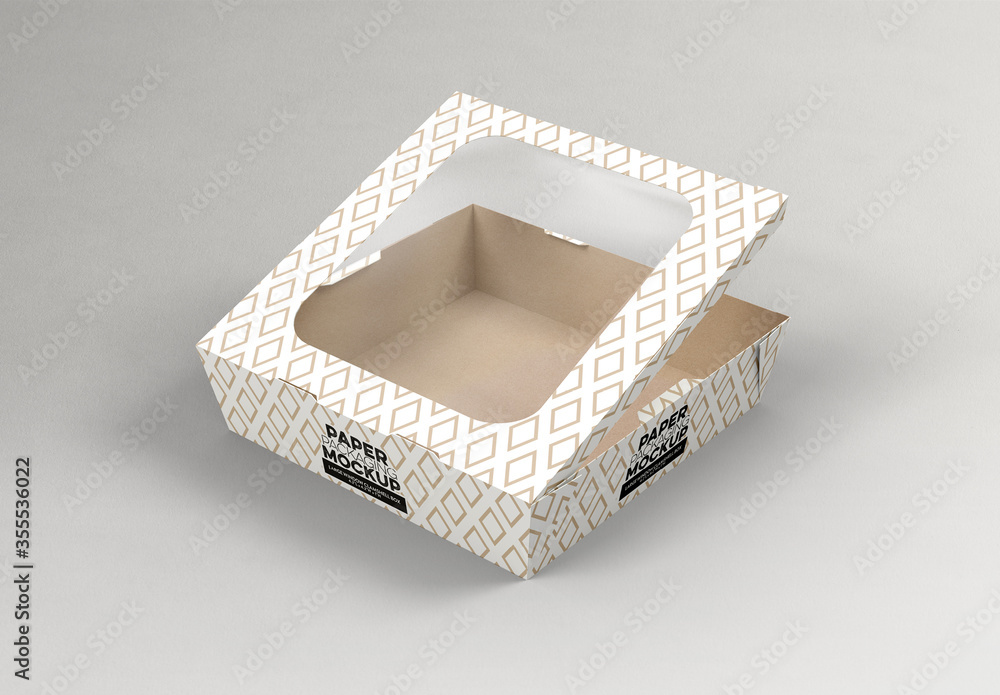 Large Tapered Box with Window Box Mockup Stock Template Adobe Stock