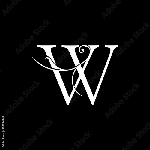 Minimalist Initial W letter Luxury Logo Design, vector decoration monogram alphabet font initial in art simple floral style.