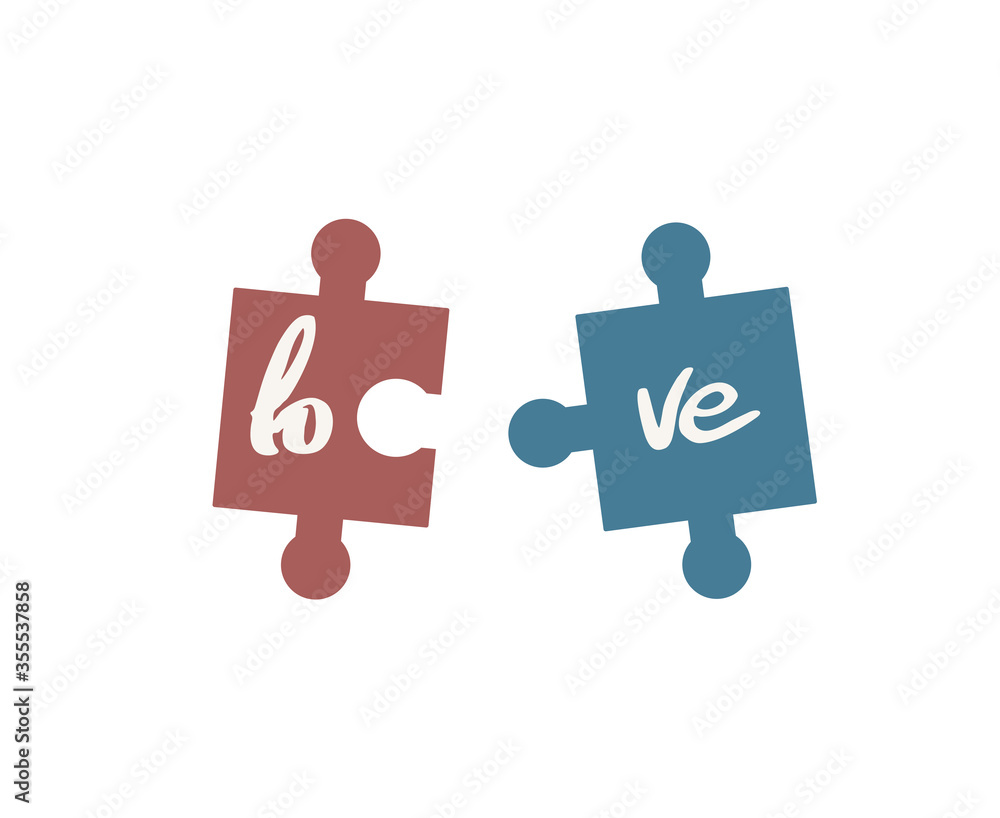Puzzle pieces and love message Puzzle pieces and love message