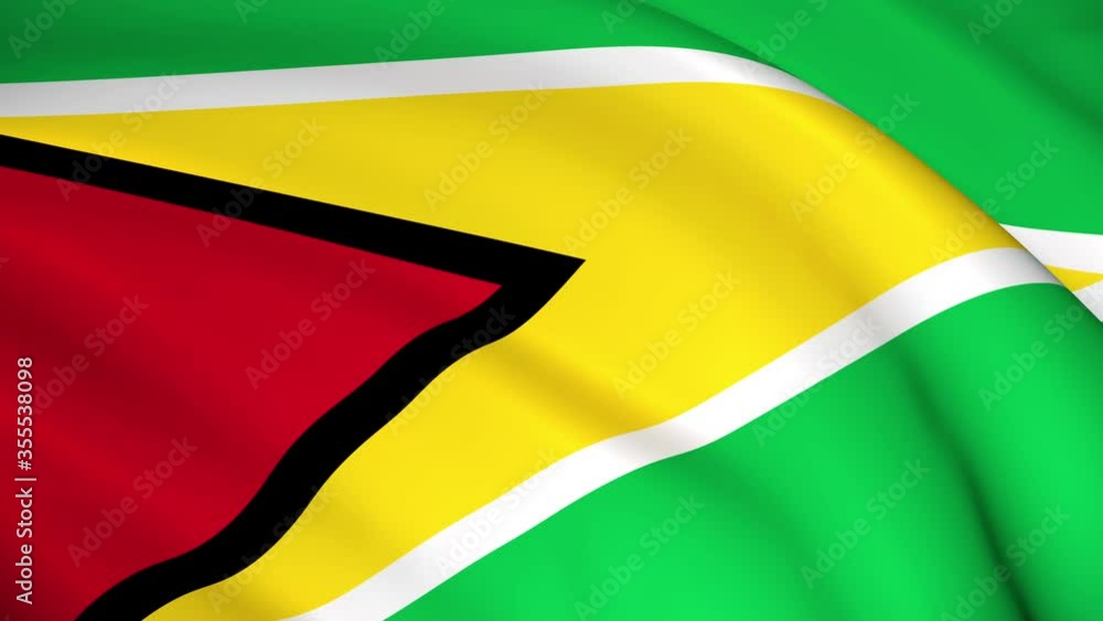 Guyana National Flag - 4K seamless loop animation of the Guyanese flag. Highly detailed realistic 3D rendering Guyana National Flag - 4K seamless loop animation of the Guyanese flag. Highly detailed realistic 3D rendering