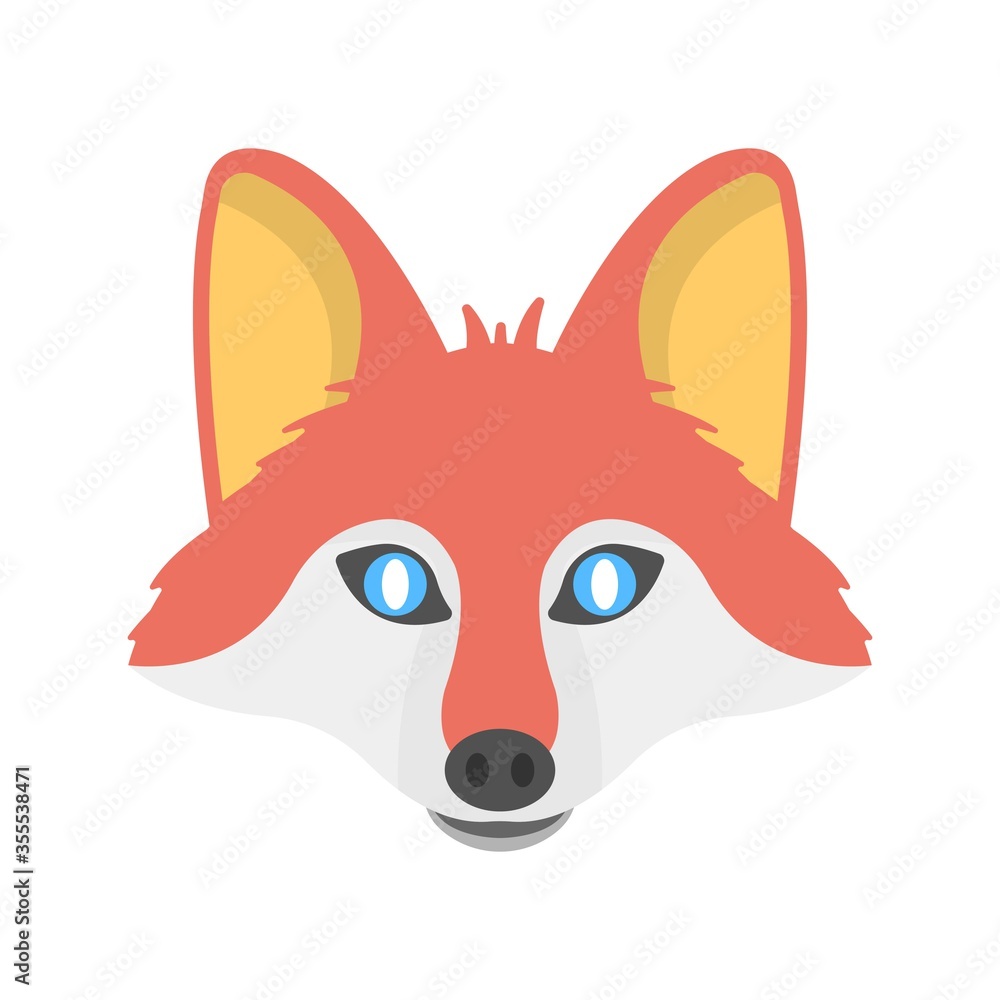 Illustration of fox head in flat design style. Fox icon for logo or mascot design. Illustration of fox head in flat design style. Fox icon for logo or mascot design.