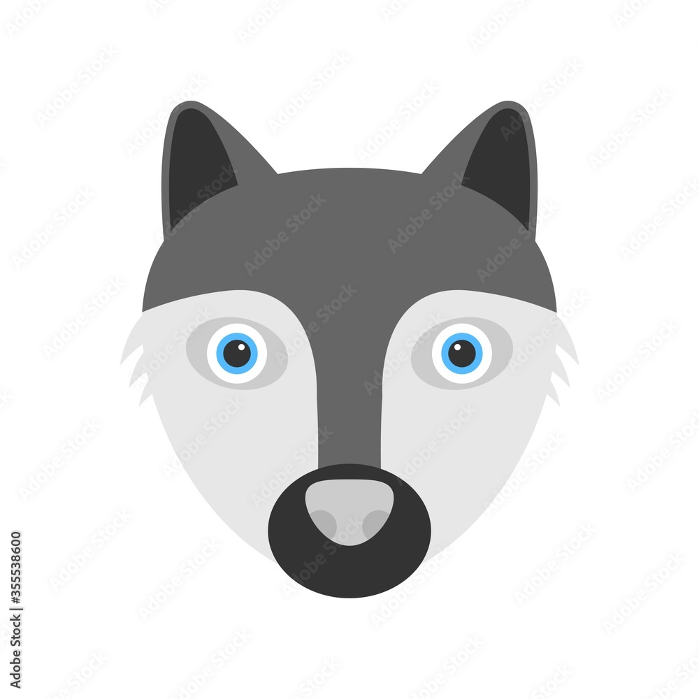 Raccoon face icon in flat design style. Creative logo, mascot element.