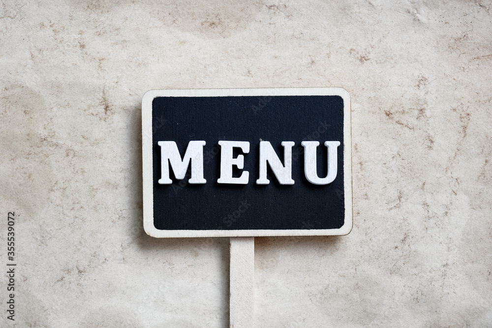 Menu word on the sign post