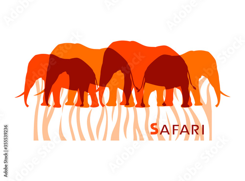 Photography Creative design of elephants hers illustration