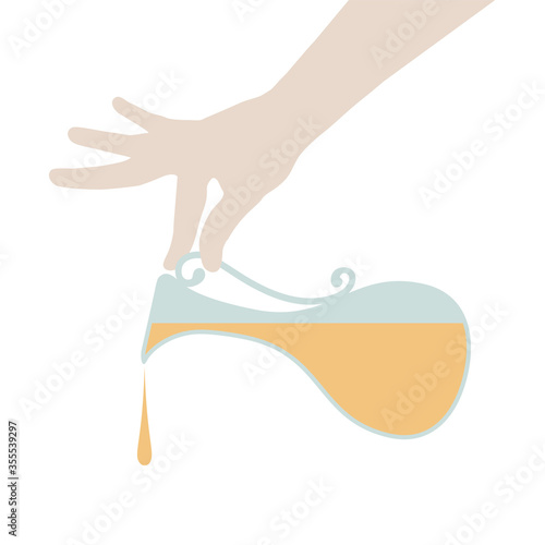 Design of hand serving oil illustration