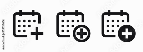 Сalendar with plus line vector minimalistic icon. Date symbol. Appointment day icon for web design. Modern flat organizer icon for app design. Business meeting sign minimal flat linear icons