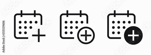Сalendar with plus line vector minimalistic icon. Date symbol. Appointment day icon for web design. Modern flat organizer icon for app design. Business meeting sign minimal flat linear icons