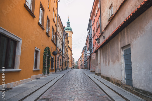 Streets of the old town in Warsaw, Poland