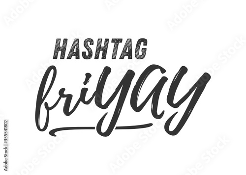 Hastag Friyay Handwritten Text Vector Text Typography Illustration Background