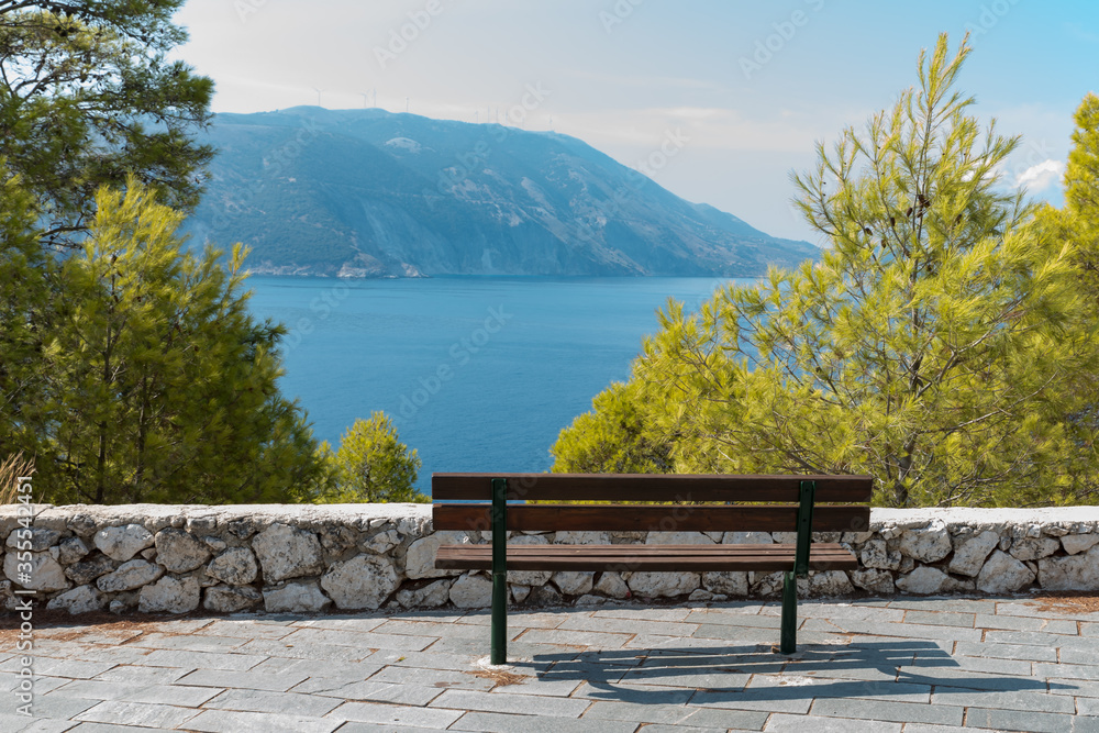 Sea front bench of Greece