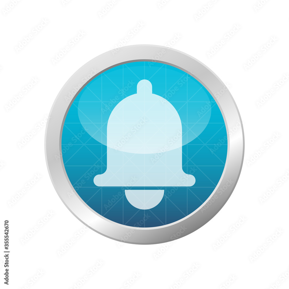 Alarm clock bell icon illustration mobile phone reminder notification light blue circle button isolated vector Alarm clock bell icon illustration mobile phone reminder notification light blue circle button isolated vector