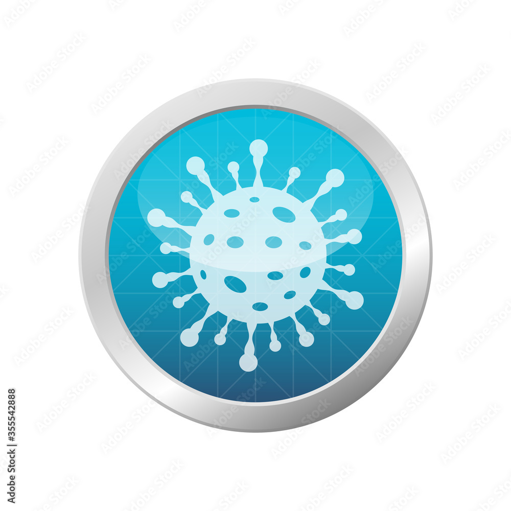Coronavirus icon outbreak dangerous flu strain pandemic health risk concept on light blue circle vector illustration Coronavirus icon outbreak dangerous flu strain pandemic health risk concept on light blue circle vector illustration