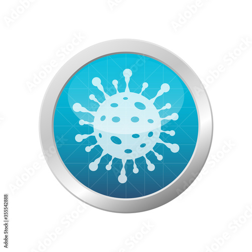 Coronavirus icon outbreak dangerous flu strain pandemic health risk concept on light blue circle vector illustration