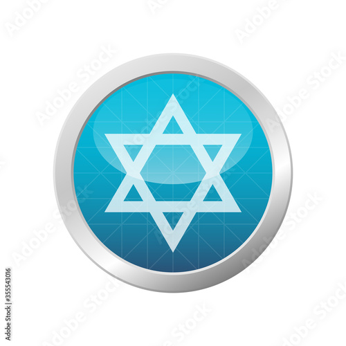 Star of David icon Jewish tradition symbol isolated Israel national sign white and light blue vector illustration