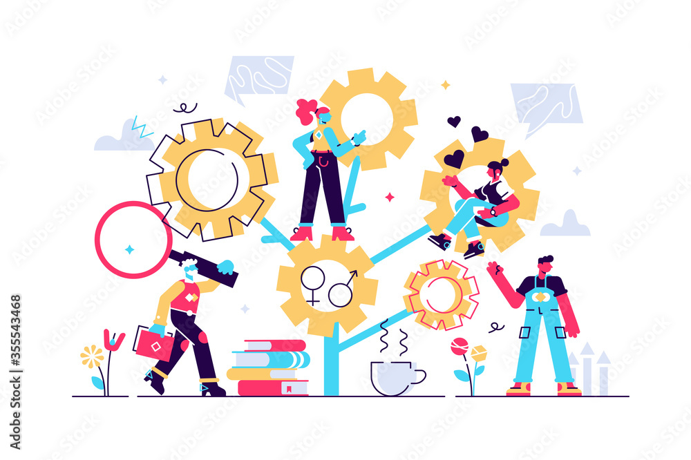 Fototapeta premium Sociology vector illustration. Flat 