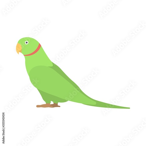 Green parrot icon in flat design style. Exotic bird symbol for logo, mascot design.