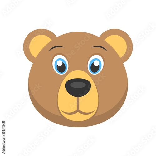 Bear head icon in flat design style. Grizzly bear symbol for creative logo or mascot design.