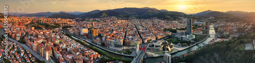 Aerial view of Bilbao, city of Basque country.Spain. Drone Photo