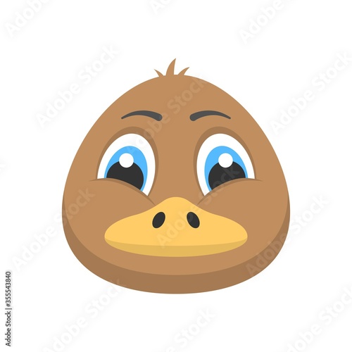 Cute duckling icon in flat design style. Baby duck face symbol for creative logo, mascot design element.
