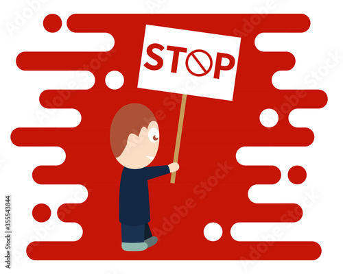 A man with a placard protesting.