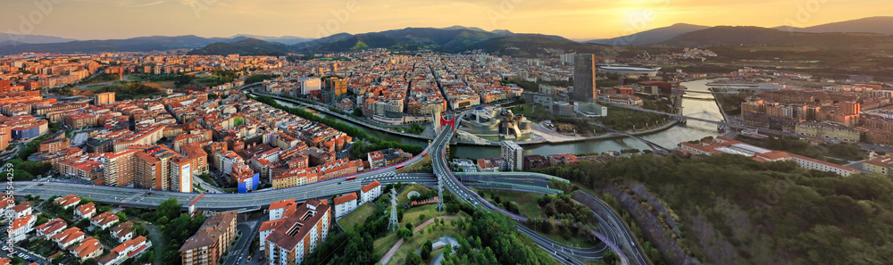 Obraz premium Aerial view of Bilbao, city of Basque country.Spain. Drone Photo