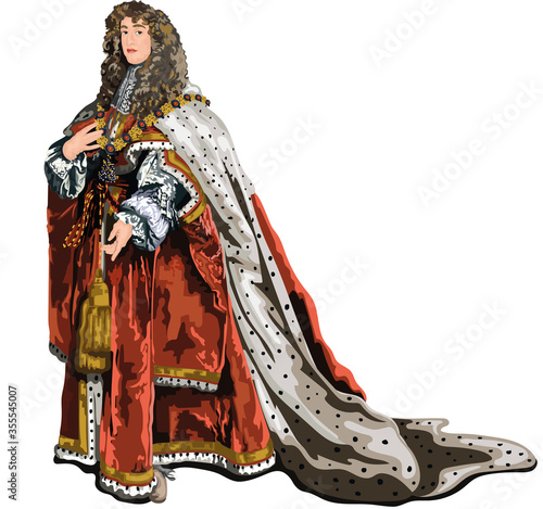 Stuart King James II of England and Ireland and James VII of Scotland Vector