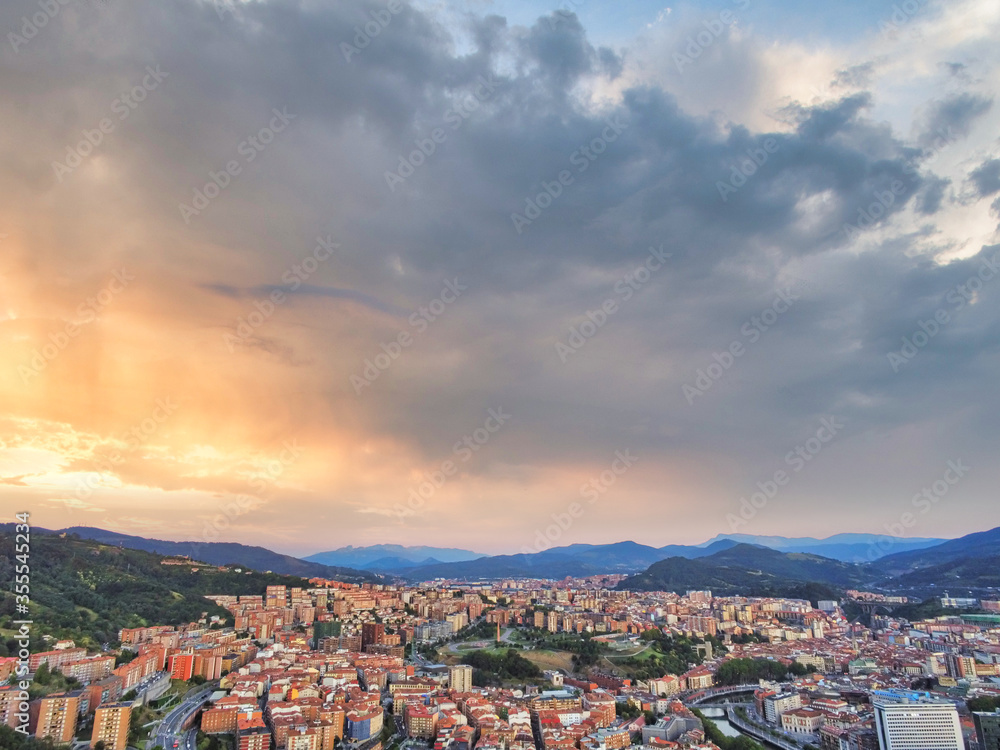 Aerial view of Bilbao, city of Basque country.Spain. Drone Photo