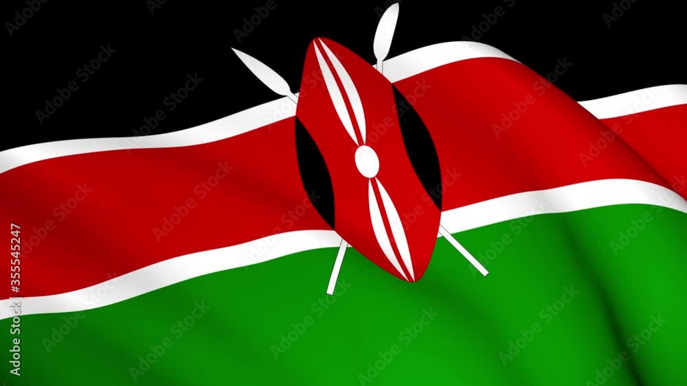 Kenya National Flag 4K seamless loop animation of the Kenyan flag