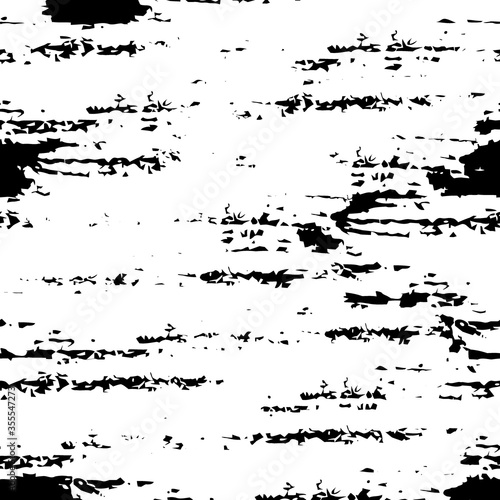 Grunge brush stroke seamless pattern. Organic, natural camouflage texture. Hand drawn black ink, paint smears print