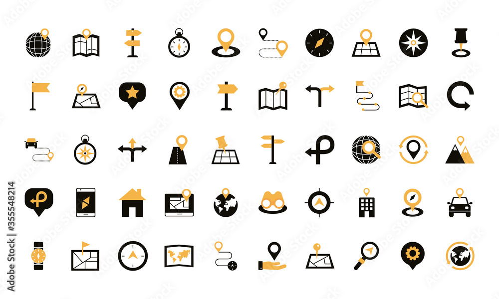 bundle of area and locations set icons bundle of area and locations set icons