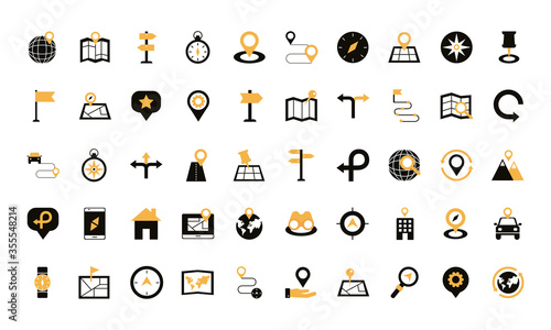 bundle of area and locations set icons