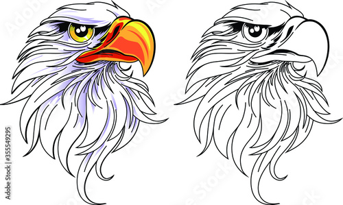 The head of an eagle. Emblem American symbol of freedom. Retro color falcon logo.