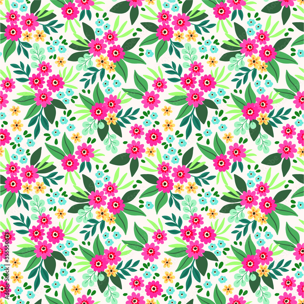 Vector seamless pattern. Pretty pattern in small flower. Small red flowers. White background. Ditsy floral background. The elegant the template for fashion prints.